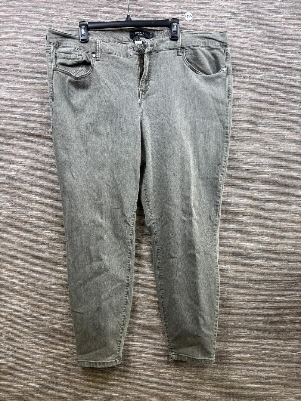 Torrid Skinny Ankle Jeans Womens 26R Dusty Olive Green High-Rise Denim Stretch